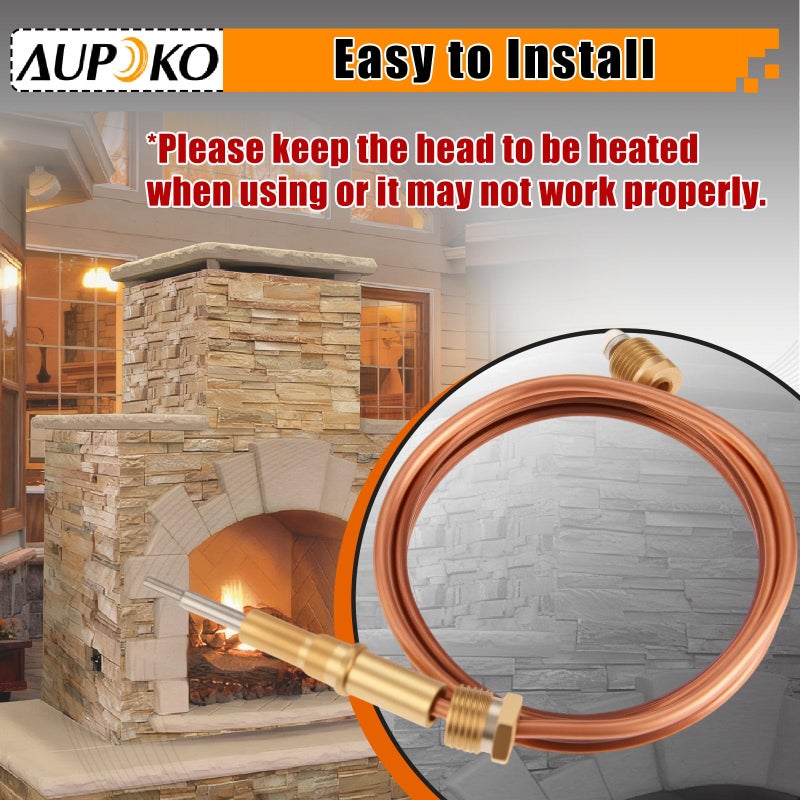 Aupoko Thermocouple for Gas Fireplace 27.5" Thermal Coupler Fireplace Thermocouple fit for Patio or Outdoor Heater Thermo Couple Replacement Gas Fireplace Parts for BBQ Grill, Firepit - Image 3
